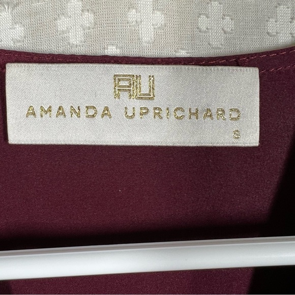 Amanda Uprichard Maroon Silk Long Sleeve Wrap Front Top - Picture 2 of 4